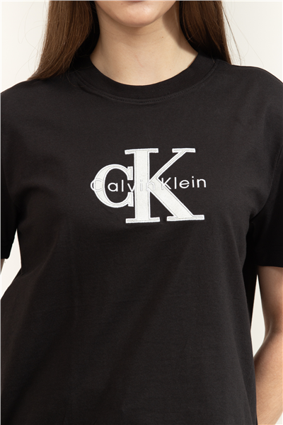 Calvin Klein SS Classic Monologo Metallic Cne Kadın Bisiklet Yaka T-Shirt