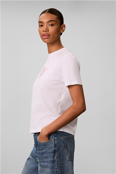 Calvin Klein Ss Classic Script initial Tee Kadın Bisiklet Yaka T-Shirt Beyaz