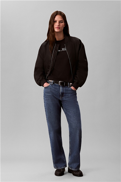 Calvin Klein Ss Classic Script Logo Tee Kadın Bisiklet Yaka T-Shirt Siyah