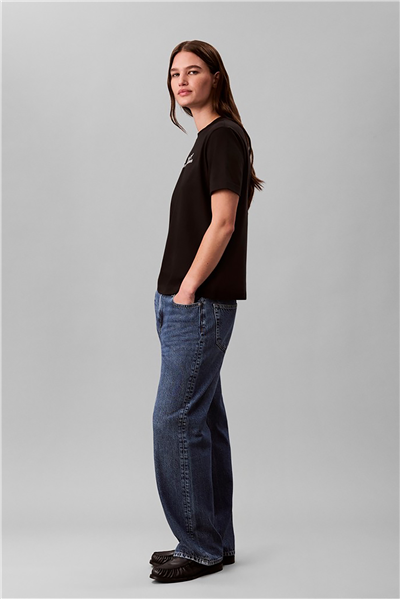 Calvin Klein Ss Classic Script Logo Tee Kadın Bisiklet Yaka T-Shirt Siyah