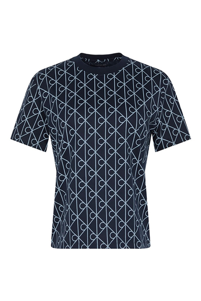 Calvin Klein Ss Classic Seasonal Aop Tee Kadın Bisiklet Yaka T-Shirt Lacivert