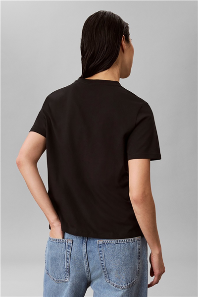 Calvin Klein Ss Classic Varsity Logo Tee Kadın Bisiklet Yaka T-Shirt Siyah
