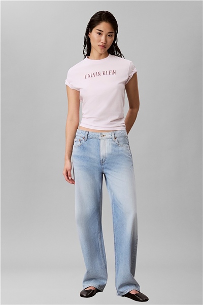 Calvin Klein Ss Classic Varsity Logo Tee Kadın Bisiklet Yaka T-Shirt