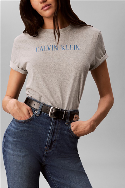 Calvin Klein Ss Classic Varsity Logo Tee Kadın Bisiklet Yaka T-Shirt Gri