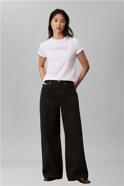 Calvin Klein Ss Classic Varsity Logo Tee Kadın Bisiklet Yaka T-Shirt Beyaz