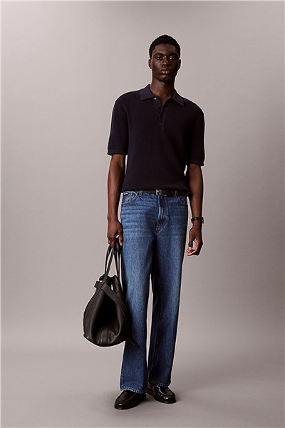 Calvin Klein Ss Cotton Waffle Polo Collarswtr Erkek Triko Lacivert