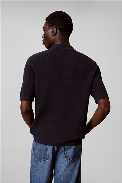 Calvin Klein Ss Cotton Waffle Polo Collarswtr Erkek Triko Lacivert