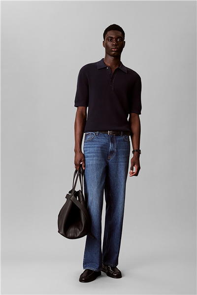 Calvin Klein Ss Cotton Waffle Polo Collarswtr Erkek Triko Lacivert