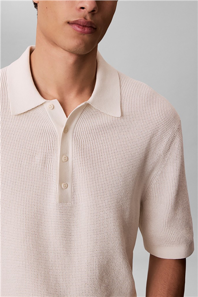 Calvin Klein Ss Cotton Waffle Polo Collarswtr Erkek Triko Beyaz
