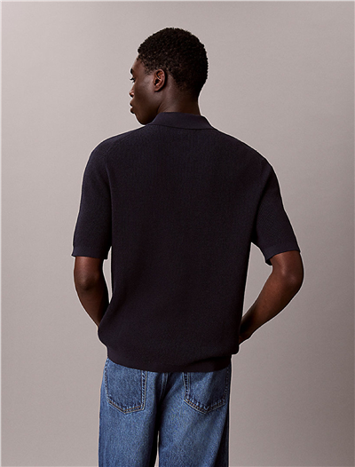 Calvin Klein Ss Cotton Waffle Polo Collarswtr Erkek Triko Lacivert