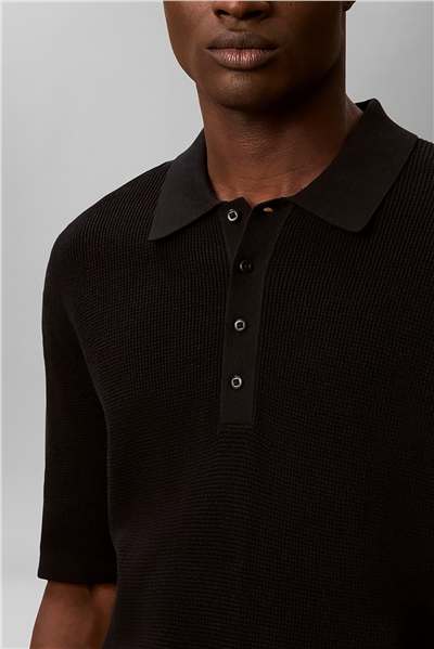 Calvin Klein Ss Cotton Waffle Polo Collarswtr Erkek Triko Siyah