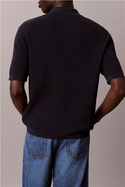 Calvin Klein Ss Cotton Waffle Polo Collarswtr Erkek Triko Lacivert