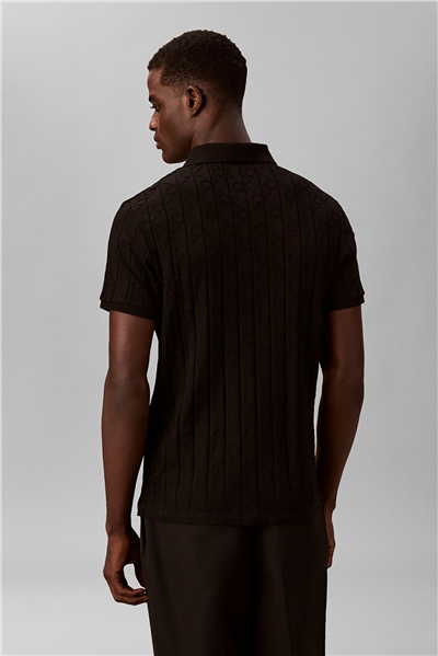 Calvin Klein Ss Dbl Merc Emblem Aop Polo Erkek Polo Yaka Triko Siyah