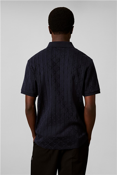 Calvin Klein Ss Dbl Merc Emblem Aop Polo Erkek Polo Yaka Triko Lacivert