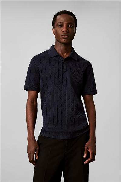 Calvin Klein Ss Dbl Merc Emblem Aop Polo Erkek Polo Yaka Triko Lacivert