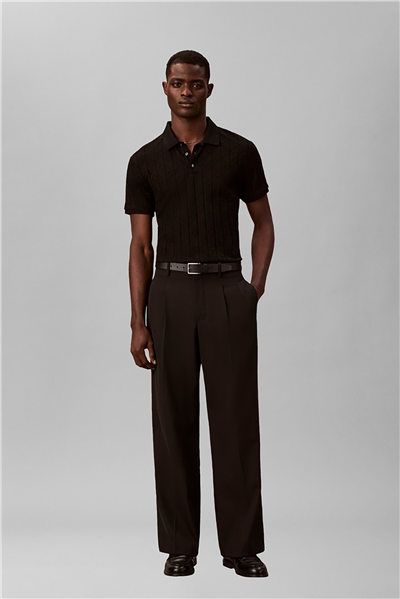 Calvin Klein Ss Dbl Merc Emblem Aop Polo Erkek Polo Yaka Triko Siyah