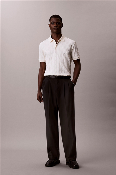 Calvin Klein Ss Dbl Merc Emblem Aop Polo Erkek Polo Yaka Triko Beyaz