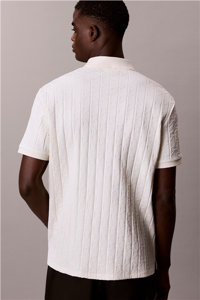Calvin Klein Ss Dbl Merc Emblem Aop Polo Erkek Polo Yaka Triko Beyaz