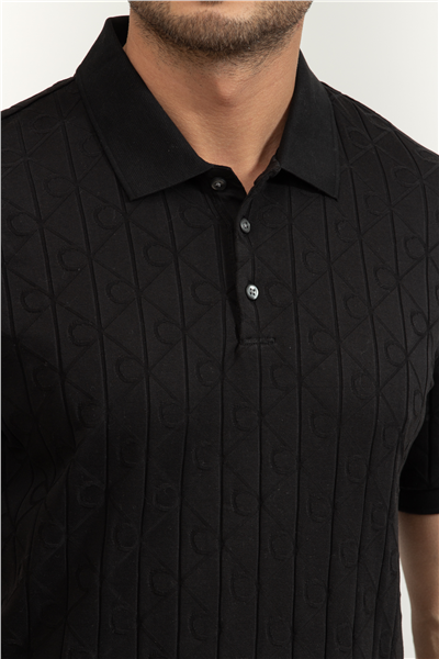 Calvin Klein SS DBL Mercerized Emblem Jacquar Erkek Polo Yaka Triko