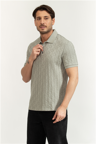 Calvin Klein SS DBL Mercerized Emblem Jacquar Erkek Polo Yaka Triko