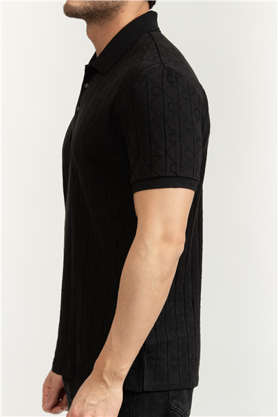 Calvin Klein SS DBL Mercerized Emblem Jacquar Erkek Polo Yaka Triko