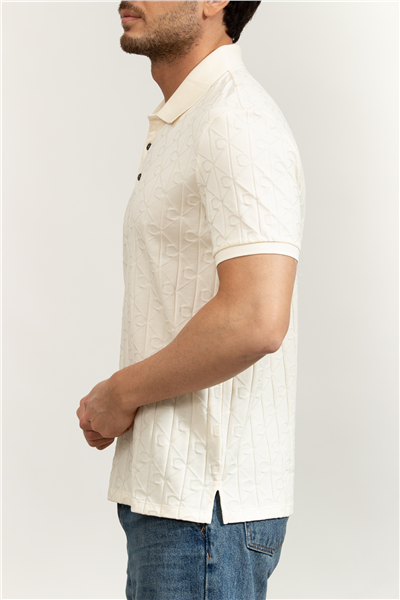 Calvin Klein SS DBL Mercerized Emblem Jacquar Erkek Polo Yaka Triko