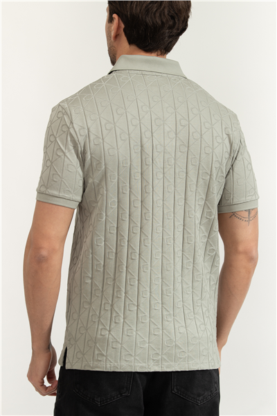 Calvin Klein SS DBL Mercerized Emblem Jacquar Erkek Polo Yaka Triko