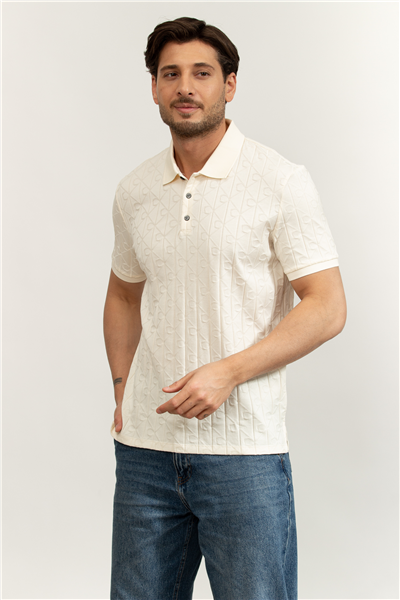 Calvin Klein SS DBL Mercerized Emblem Jacquar Erkek Polo Yaka Triko