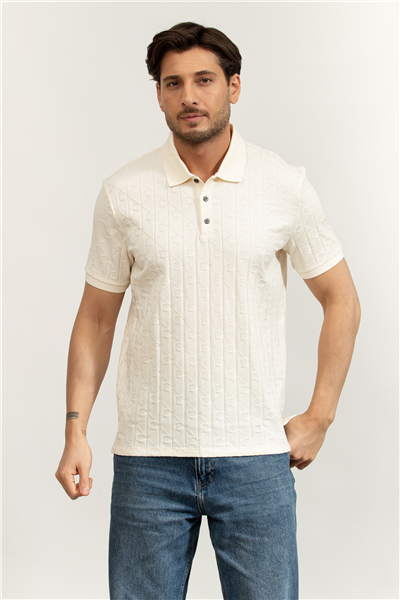 Calvin Klein SS DBL Mercerized Emblem Jacquar Erkek Polo Yaka Triko