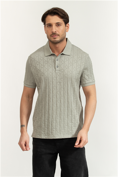 Calvin Klein SS DBL Mercerized Emblem Jacquar Erkek Polo Yaka Triko