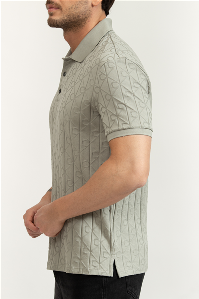 Calvin Klein SS DBL Mercerized Emblem Jacquar Erkek Polo Yaka Triko