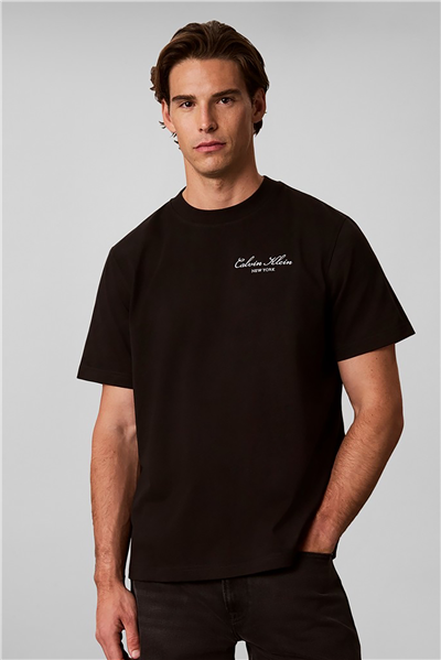 Calvin Klein Ss Easy 20S Script Calvin Klein Erkek Bisiklet Yaka T-Shirt Siyah
