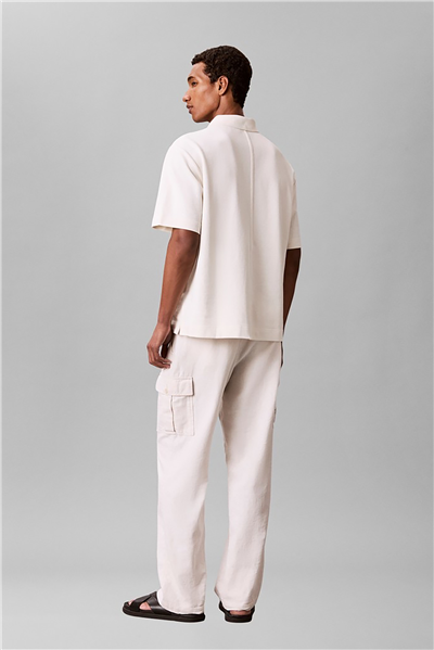 Calvin Klein Ss Easy Applique Pique Polo Erkek Polo Yaka T-Shirt Beyaz
