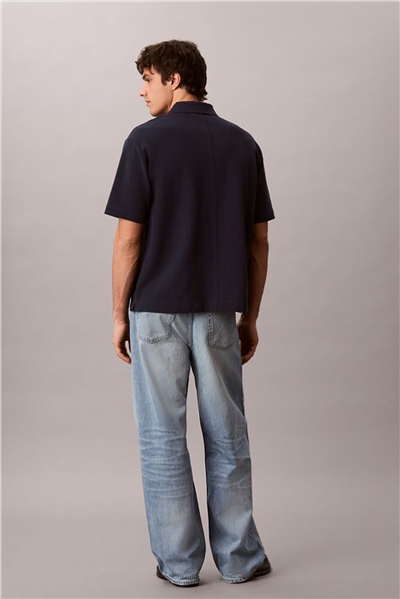 Calvin Klein Ss Easy Applique Pique Polo Erkek Polo Yaka T-Shirt Lacivert