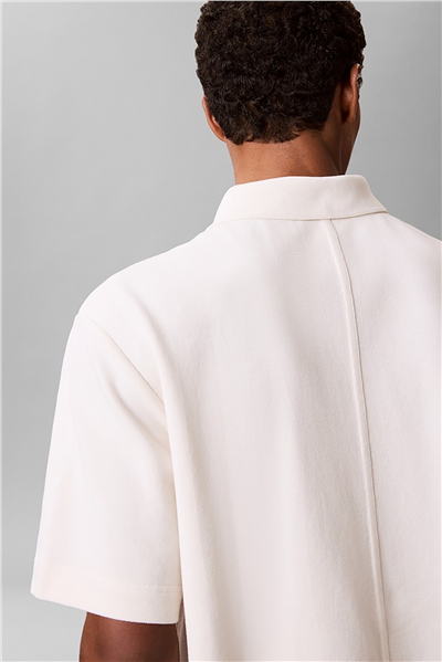 Calvin Klein Ss Easy Applique Pique Polo Erkek Polo Yaka T-Shirt Beyaz