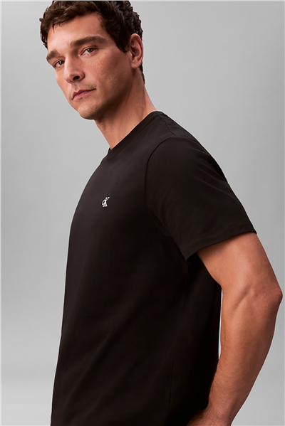 Calvin Klein Ss Easy Monogram Tee Erkek Bisiklet Yaka T-Shirt Siyah