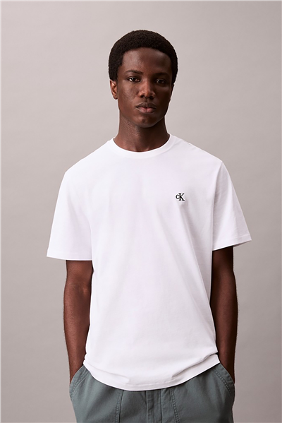 Calvin Klein Ss Easy Monogram Tee Erkek Bisiklet Yaka T-Shirt Beyaz