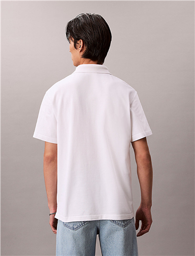 Calvin Klein Ss Easy Monologo Casual Pique Po Erkek Polo Yaka T-Shirt Beyaz