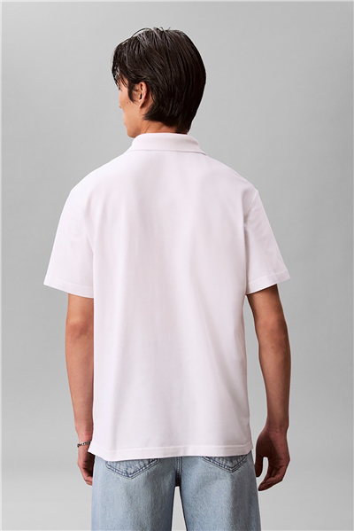 Calvin Klein Ss Easy Monologo Casual Pique Po Erkek Polo Yaka T-Shirt Beyaz