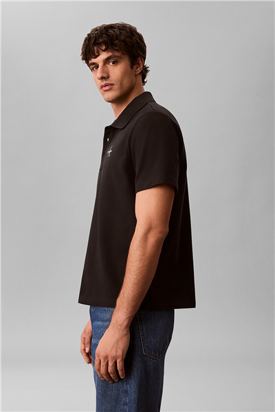Calvin Klein Ss Easy Monologo Casual Pique Po Erkek Polo Yaka T-Shirt Siyah