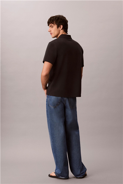 Calvin Klein Ss Easy Monologo Casual Pique Po Erkek Polo Yaka T-Shirt Siyah