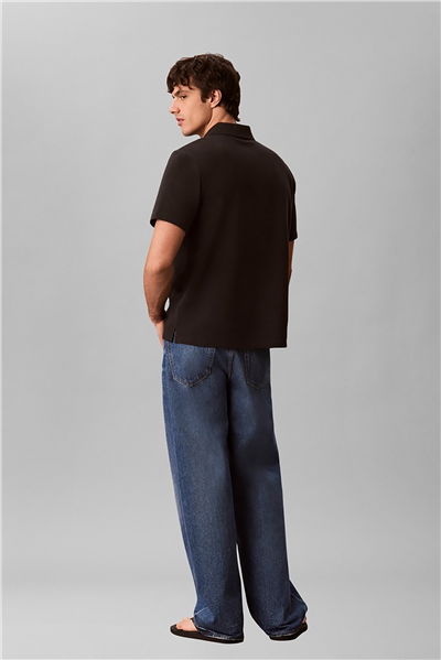 Calvin Klein Ss Easy Monologo Casual Pique Po Erkek Polo Yaka T-Shirt Siyah