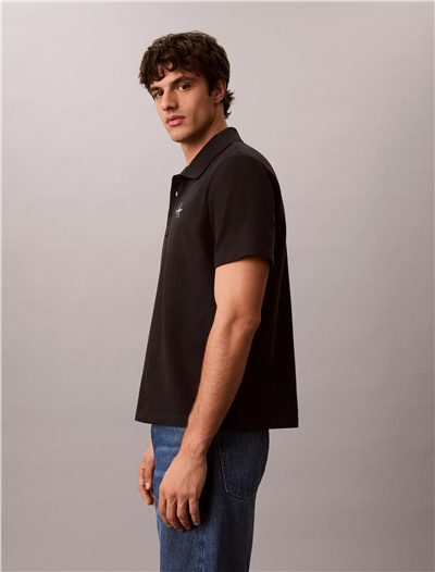 Calvin Klein Ss Easy Monologo Casual Pique Po Erkek Polo Yaka T-Shirt Siyah