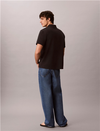 Calvin Klein Ss Easy Monologo Casual Pique Po Erkek Polo Yaka T-Shirt Siyah
