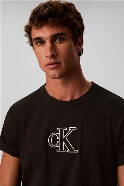 Calvin Klein Ss Ez Monogram Gifting Tee Erkek Bisiklet Yaka T-Shirt Siyah