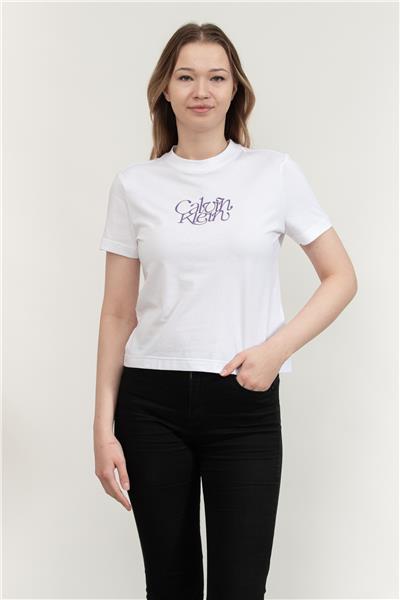 Calvin Klein Ss Fitted Script Te Kadın Bisiklet Yaka T-Shirt