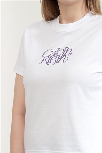 Calvin Klein Ss Fitted Script Te Kadın Bisiklet Yaka T-Shirt