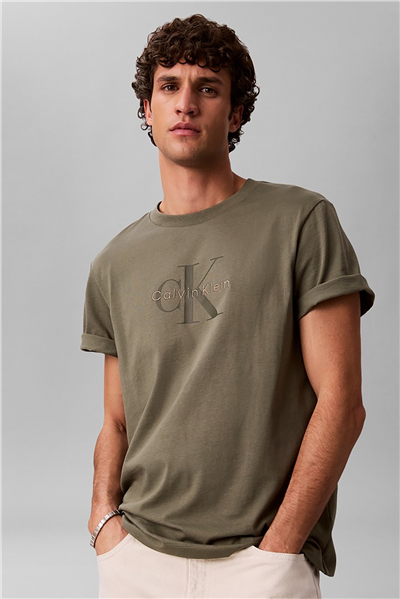 Calvin Klein Ss Hero Monologo Tee 20S Erkek Bisiklet Yaka T-Shirt Yeşil