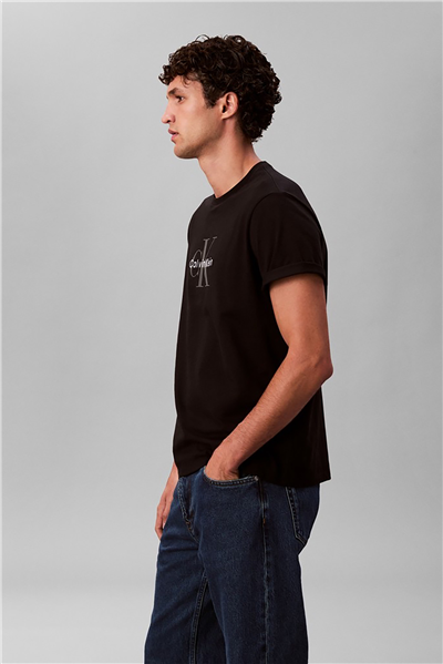 Calvin Klein Ss Hero Monologo Tee 20S Erkek Bisiklet Yaka T-Shirt Siyah