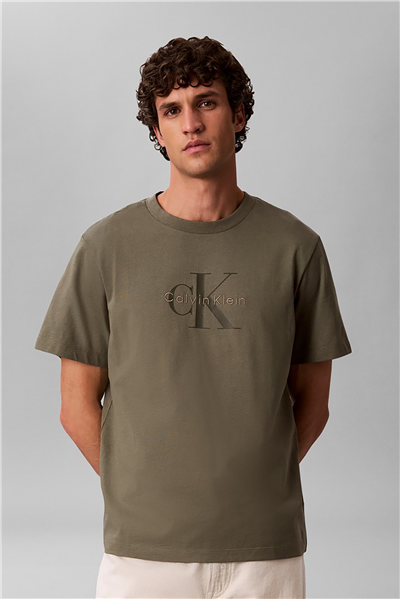 Calvin Klein Ss Hero Monologo Tee 20S Erkek Bisiklet Yaka T-Shirt Yeşil